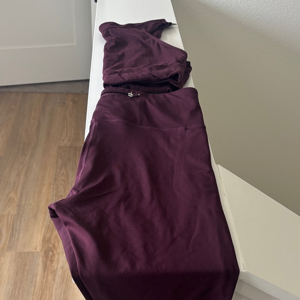 Athleta Burgundy Activewear Set M-T
